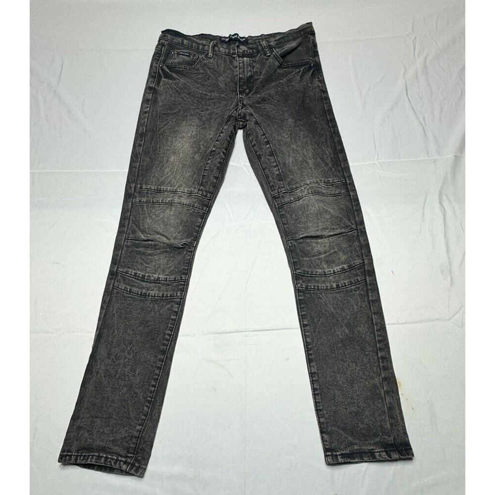 Phat Farm Boys Black Skinny Fit Stretch Moto Denim Jeans - Size 16 (30x28.5)